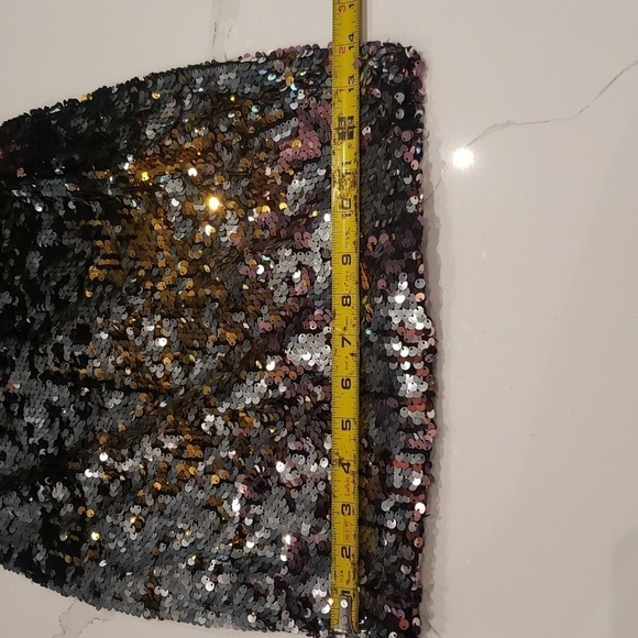 REVAMPED Sequence Evening Mini Dress Gold Copper Silver Spaghettin Straps - Picture 13 of 14